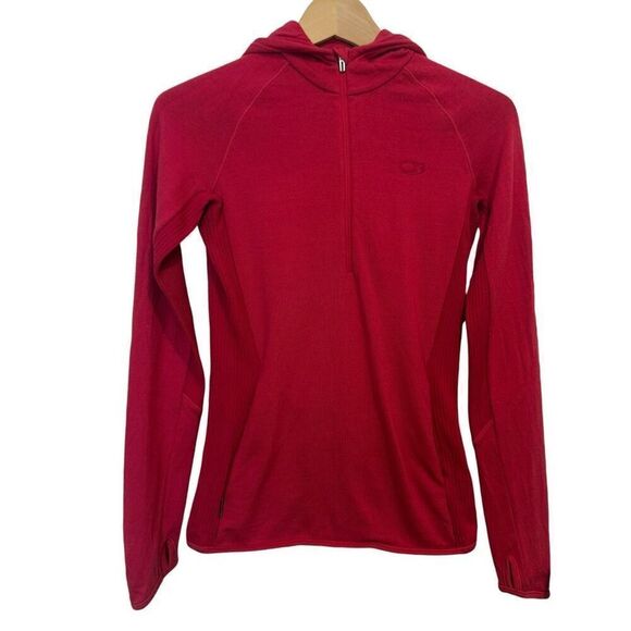 Icebreaker Merino Wool Half Zip Hoodie Hot Pink Size S - Picture 1 of 6